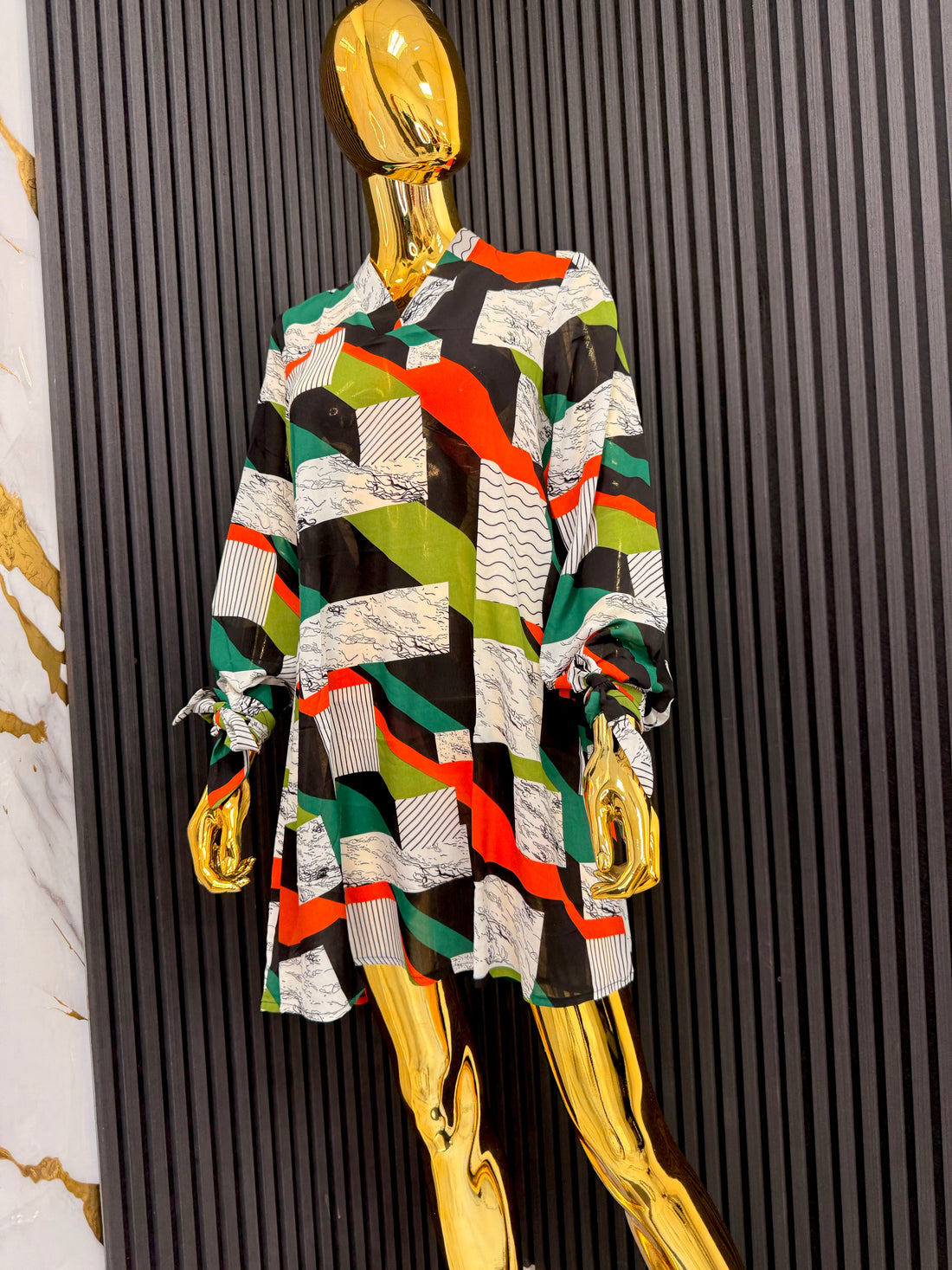 Stripped Graphic Print Dress