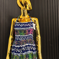 Halter Pleated Dress - Adire Chiffon