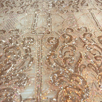 Nude Rose Gold Sequin Lace | 5 yards