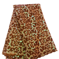 Burnt Orange Sequin Lace | 5 yards