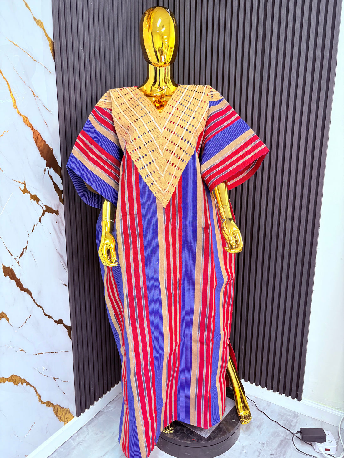 Blue & Red BuBu w/Asooke neckline