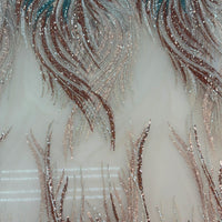 Rose Gold x Teal Streak Lace | 5 yards