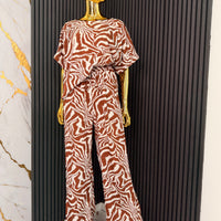 Brown & White Zebra Print 2-Piece Set