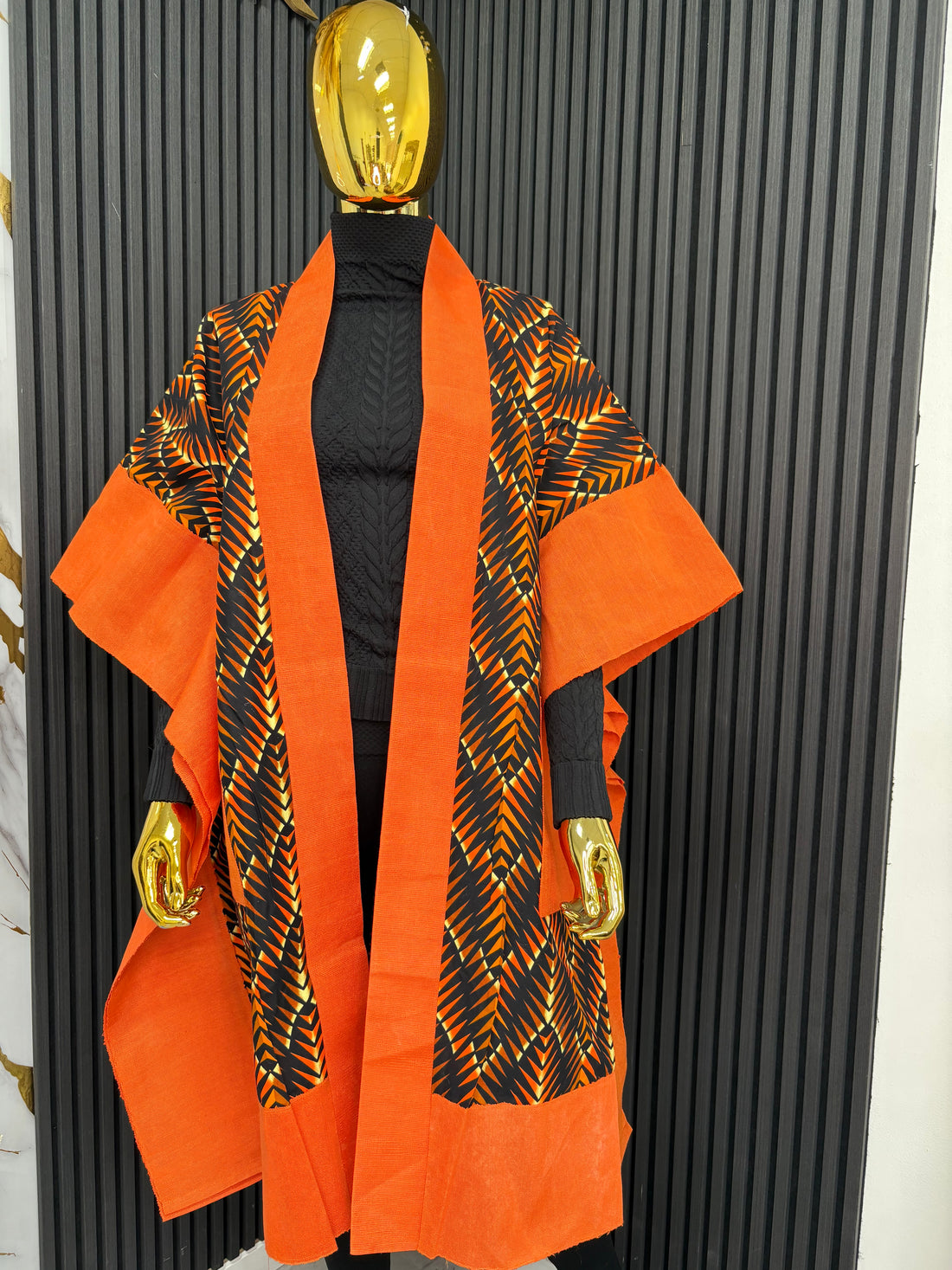 Orange Ankara-Asooke Kimono