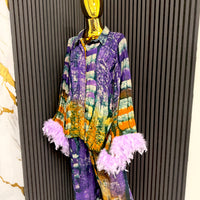 Agbonma Purple Feather Ombré 2-Piece Set