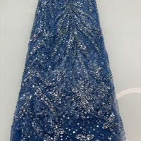 Dark Blue x Silver Sequin Lace | 5 yards