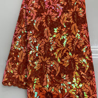 Amber & Orange Sequin Lace | 5 Yards