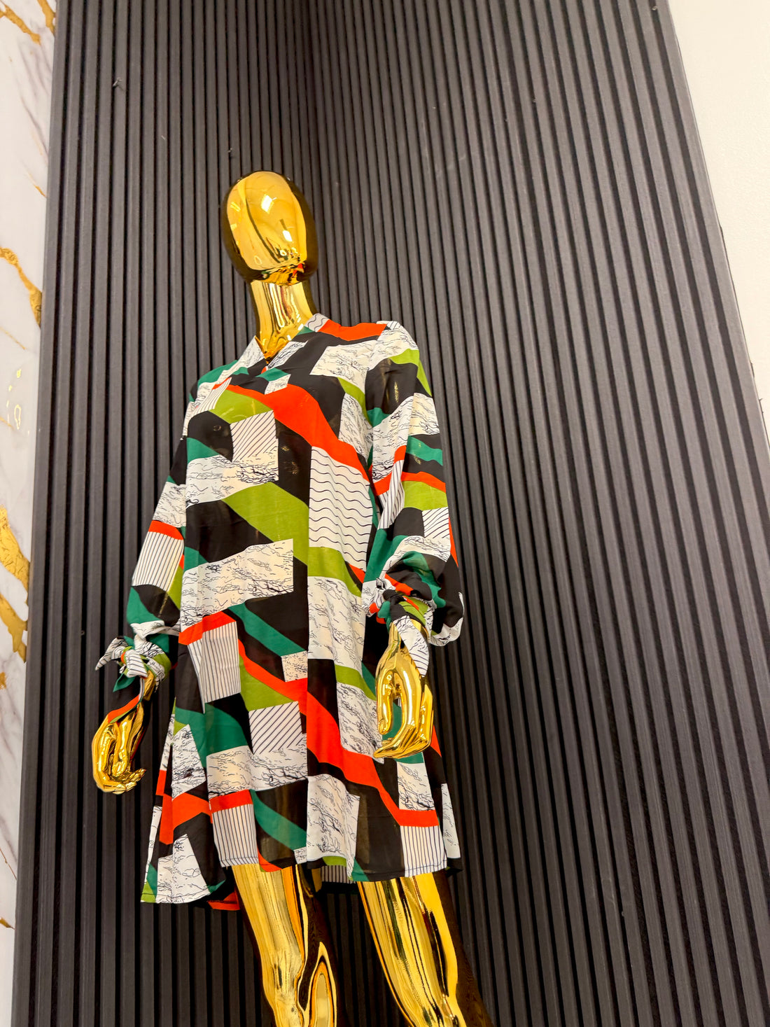 Stripped Graphic Print Dress