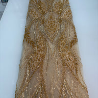 Gold x White Beaded Lace | 5 yards