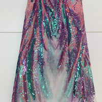 Purple Transparent Sequin Net Lace | 5 yards