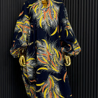 Navy Blue Ankara Bubu Maxi Dress