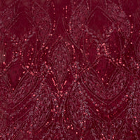Dark Red Sequin Lace | 5 yards