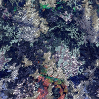 Dark Blue Reflective Sequin Lace | 5 yards