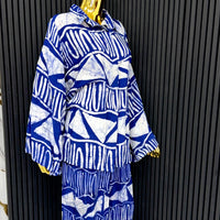 Agbonma White & Blue Adire Print