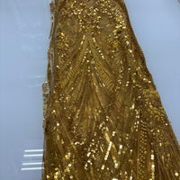 Elegant Gold Beaded Sequin Lace | 5 yards