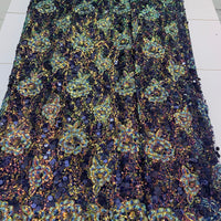 Indigo Holographic Sequin Lace | 5 Yards