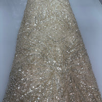 Creme x Gold Beaded Lace | 5 yards