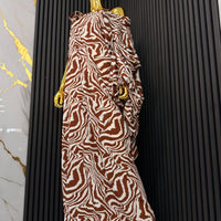 Brown Zebra Print Off The Shoulder Maxi Dress