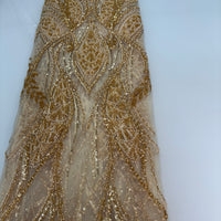 Gold x White Beaded Lace | 5 yards