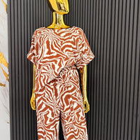 Brown & White Zebra Print 2-Piece Set