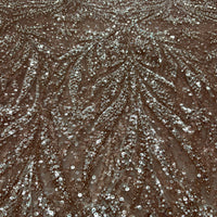 Burgundy Rose Gold Sequin Lace | 5 yards