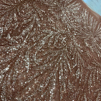 Burgundy Rose Gold Sequin Lace | 5 yards