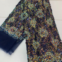 Indigo Holographic Sequin Lace | 5 Yards