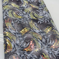 Grey Multicolored Sequin Lace | 5 yards