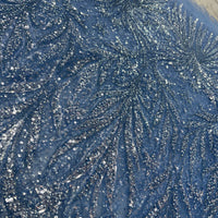Dark Blue x Silver Sequin Lace | 5 yards