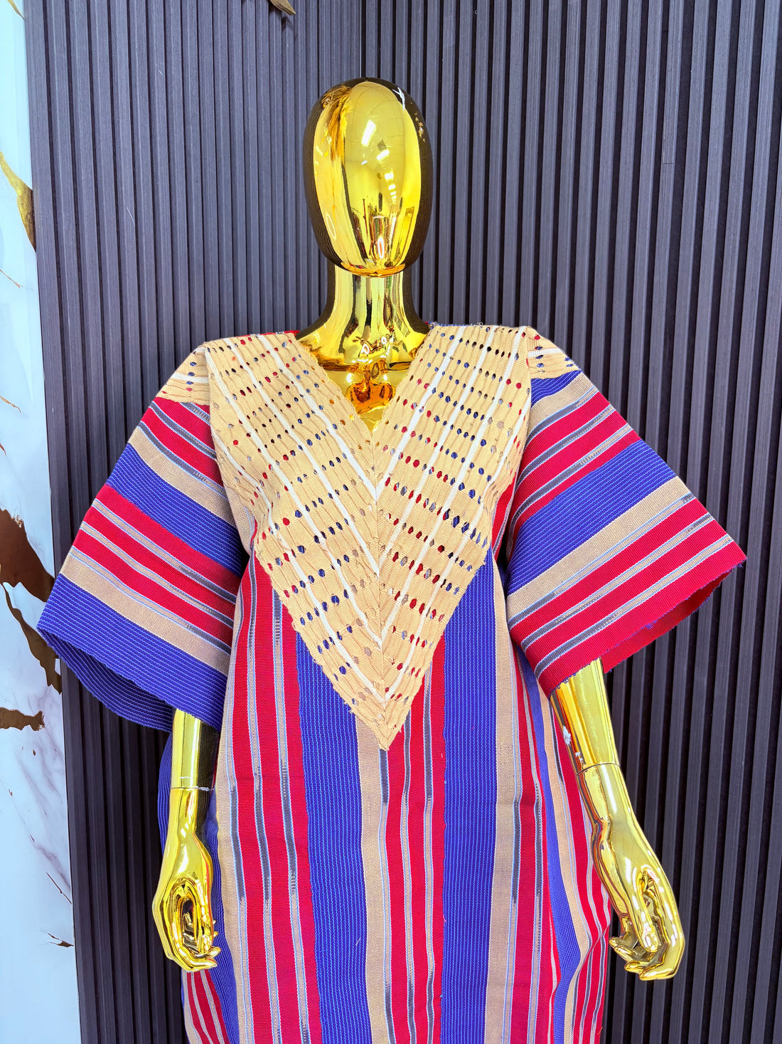 Blue & Red BuBu w/Asooke neckline
