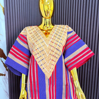 Blue & Red BuBu w/Asooke neckline