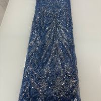 Dark Blue x Silver Sequin Lace | 5 yards
