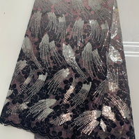 Black & Pink Streak Lace | 5 yards