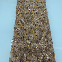 Gold x Red Floral Lace | 5 yards