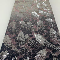 Black & Pink Streak Lace | 5 yards