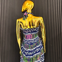 Halter Pleated Dress - Adire Chiffon