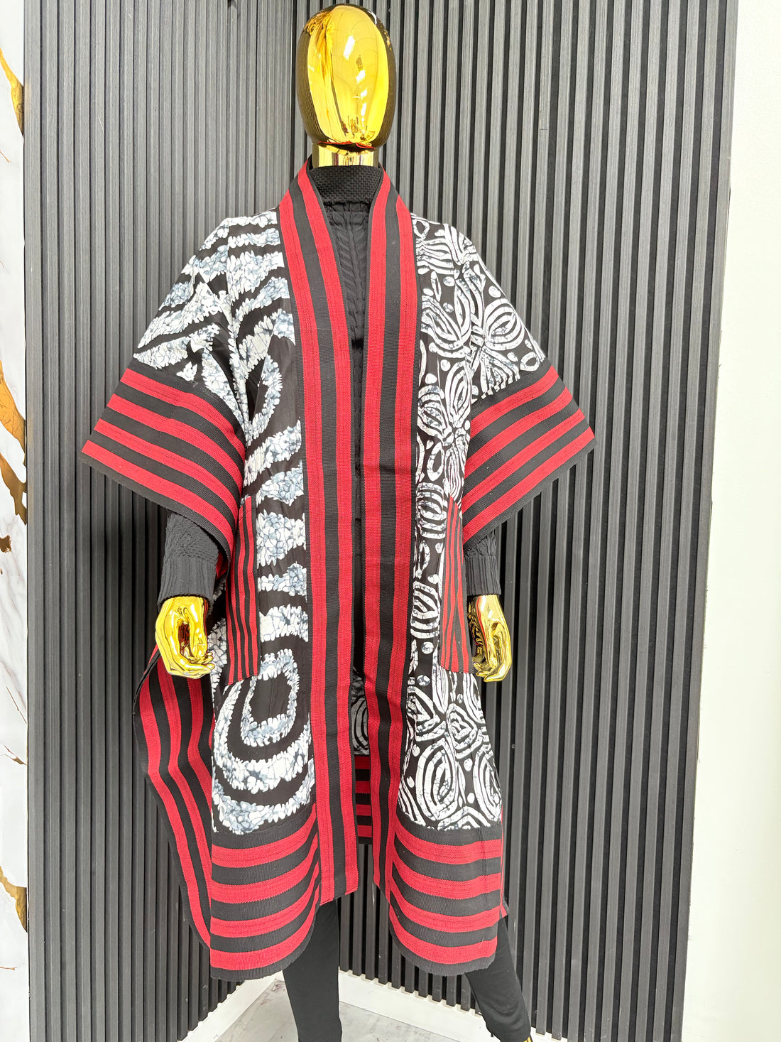 Black/Red Ankara-Asooke Kimono