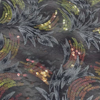 Grey Multicolored Sequin Lace | 5 yards