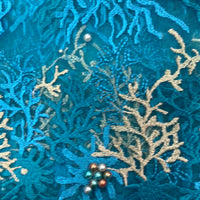 Blue Champagne Gold Lace | 5 yards