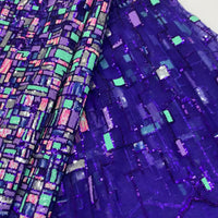 Dark Blue Checkered Lace | 5 yards