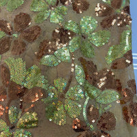 Copper & Orange Sequin Lace | 5 Yards