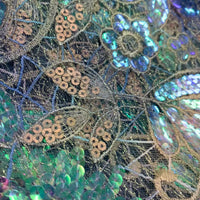 Fern Green & Blue Sequin Lace | 5 yards