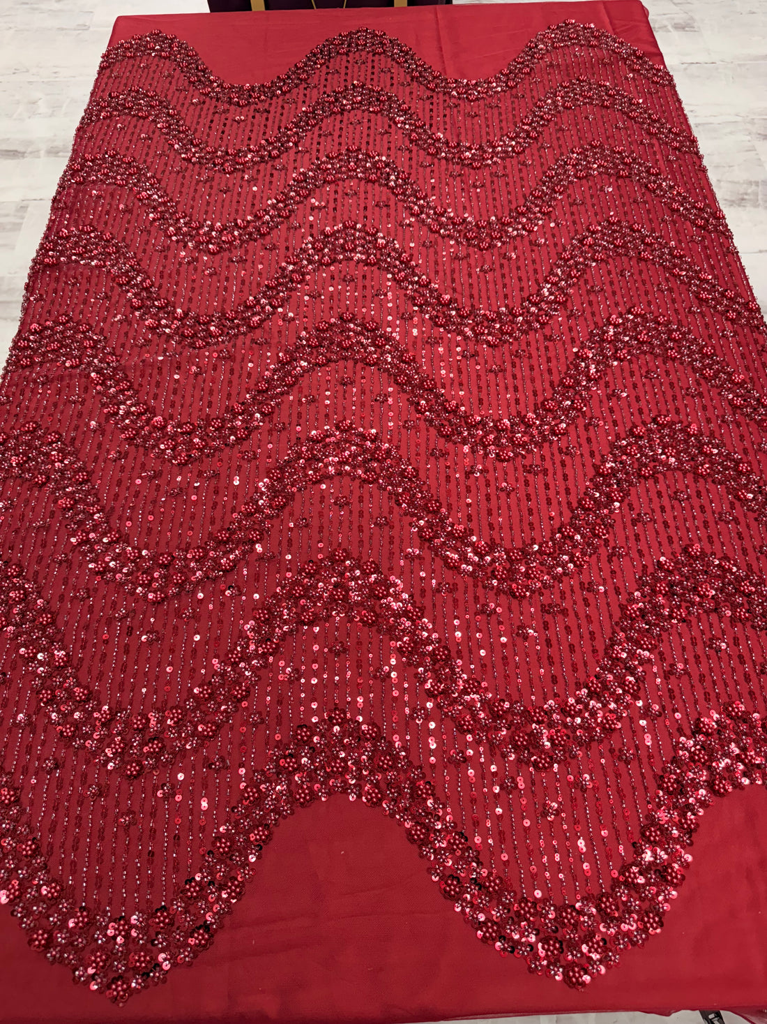 Red Beaded Lace | 5yards