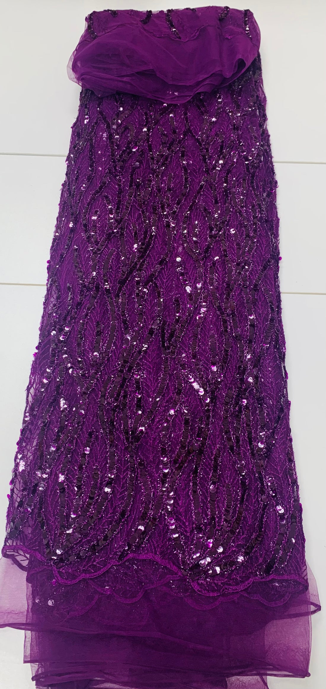 Dark Purple Sequin Lace | 5 yards