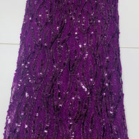 Dark Purple Sequin Lace | 5 yards