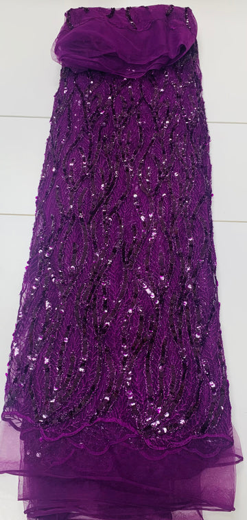 Dark Purple Sequin Lace | 5 yards