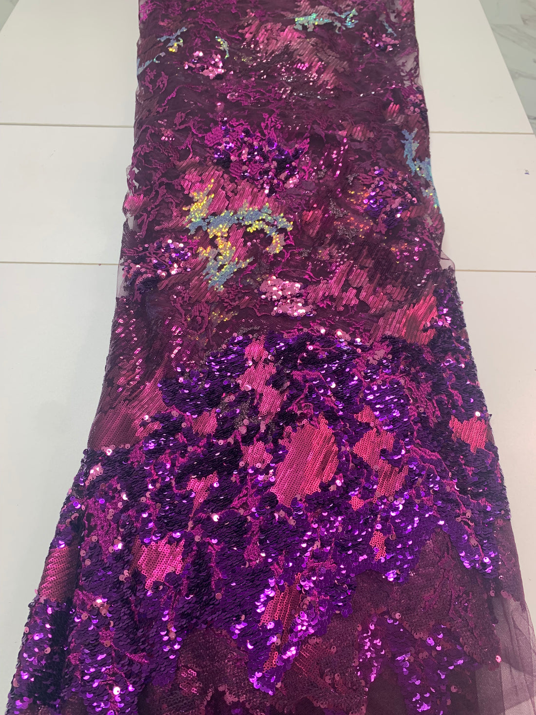 5 Yard Hot Pink & Purple Multicolored Sequin Net