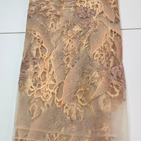 Beige Lace Fabric W/ Array of Flower Details