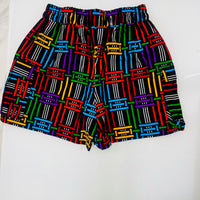 Multicolor High-waist Short | w/Elastic Waist & Drawstring