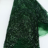 Emerald Green Beaded Lace | 5yards
